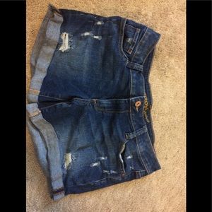 Ripped Blue Denim Shorts